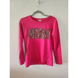 Juicy Couture Womens Small Pink Meow Sequined Pullover Top Sweatshirt Cat